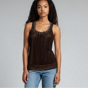 Y2K vintage HeartSoul brown sleeveless tunic top Sz L